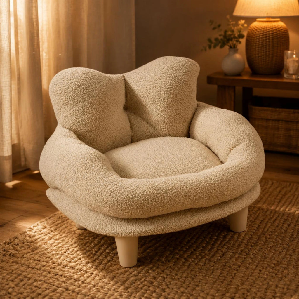 Heart Shaped Pet Bed Warm Teddy Fleece Pet Couch Velvety Dog Sofa Bed Skin-Friendly Sleeping Cushion PP Cotton Filling