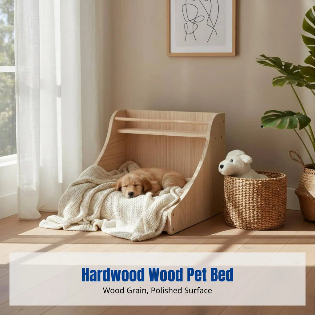 Wooden Pet Bed with Shelf Vintage Design Pet Furniture Sturdy Construction All-Year Use for Indoors